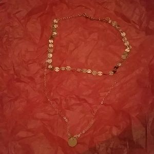 Multi-layer coin choker with coin accent drop